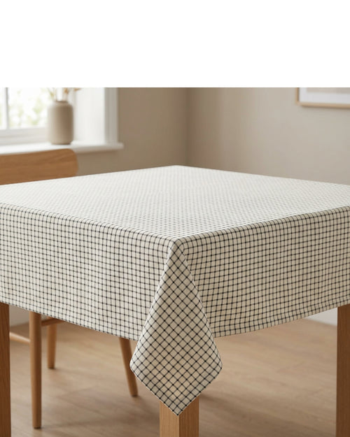 Motovexa Jacquard Square Tablecloth 140 x 140 cm Ivory and Charcoal - Lifestyle view