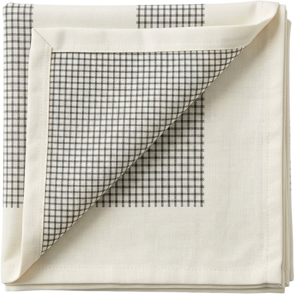 Motovexa Jacquard Square Tablecloth 140 x 140 cm Ivory and Charcoal - Product view