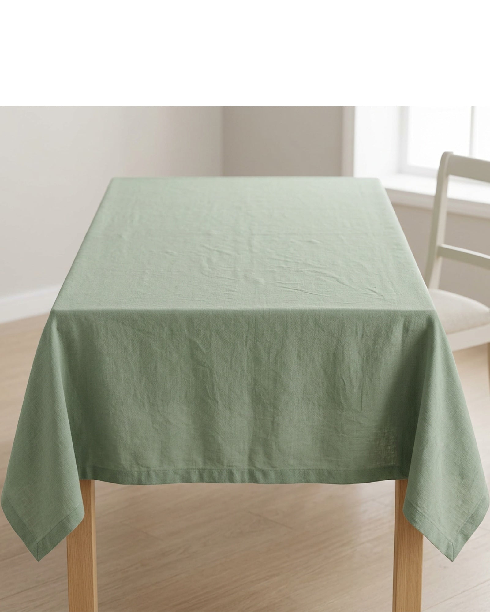 Motovexa Washed Cotton Rectangular Tablecloth 140 x 220 cm Sage - Lifestyle view